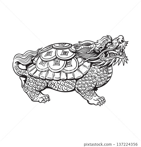 Dragon Turtle Tortoise sitting Dragon Turtle Tortoise sitting 137224356