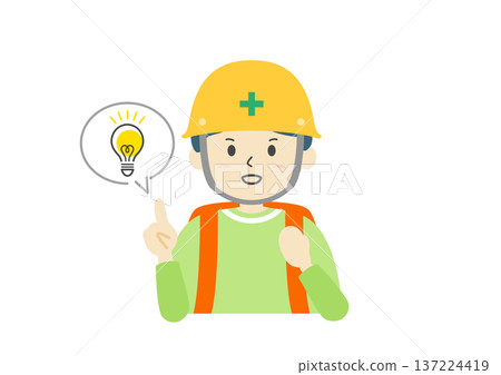 防災插畫素材:防災背包和頭盔 防災插畫素材:防災背包和頭盔 137224419