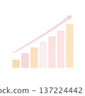 Business illustration of a simple rising bar graph and arrow (pastel color) 137224442