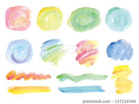 A set of mixed color parts with watercolor brushstrokes 137224540