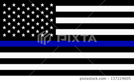 USA flag with thin blue line police support USA flag with thin blue line police support 137224605