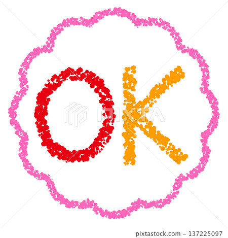 蠟筆材質，手繪印章式字母，OK 137225097