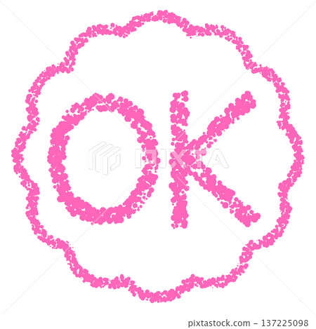 蠟筆材質,手繪印章式字母,OK 蠟筆材質,手繪印章式字母,OK 137225098