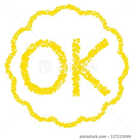 蠟筆材質,手繪印章式字母,OK 蠟筆材質,手繪印章式字母,OK 137225099