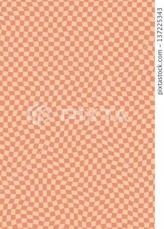 Retro hypnotic checkered wave groovy pattern or print. Psychedelic hippie background, trippy groovy pattern. Wavy line funky backdrop 137225343