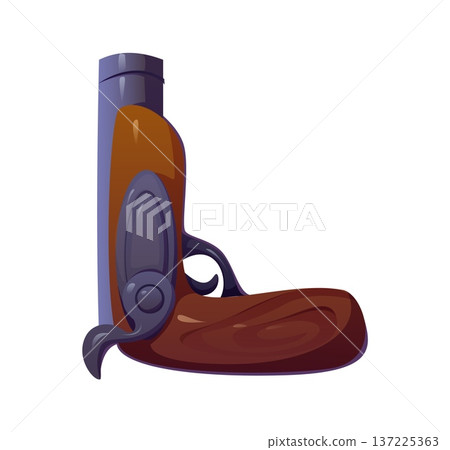 Cartoon pirate font, Caribbean corsairs typeface vector letter L, English piracy alphabet type. Playful vector letter L designed in the shape of a pirate pistol. Funny alphabet letter for kids game 137225363