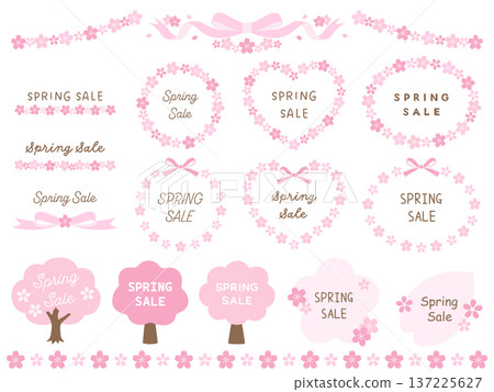 Vector illustration set of cherry blossom frame. Spring, frame, cute Vector illustration set of cherry blossom frame. Spring, frame, cute 137225627