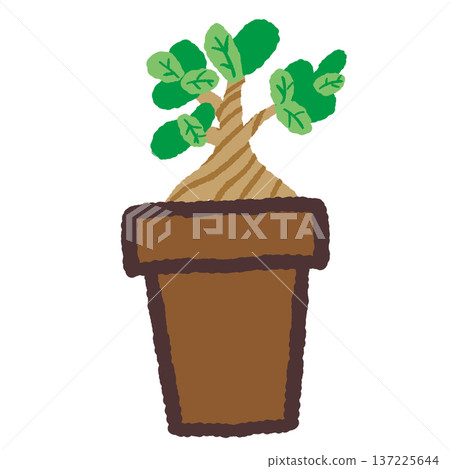 Illustration of a plant in a flowerpot Illustration of a plant in a flowerpot 137225644