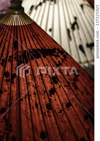 Red and white Japanese umbrella 137225925
