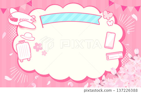 Spring Travel Pink Background Momochi Frame 1_Horizontal 137226388