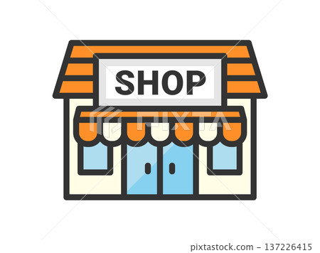 商店圖示(線條畫彩色插圖) 商店圖示(線條畫彩色插圖) 137226415