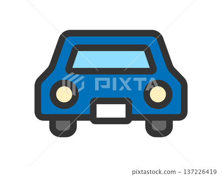 汽車圖示正面圖（線條圖彩色） 137226419