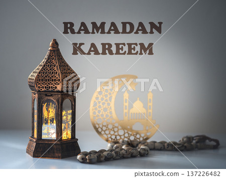 Traditional Ramadan lantern with mosque motifs Traditional Ramadan lantern with mosque motifs 137226482