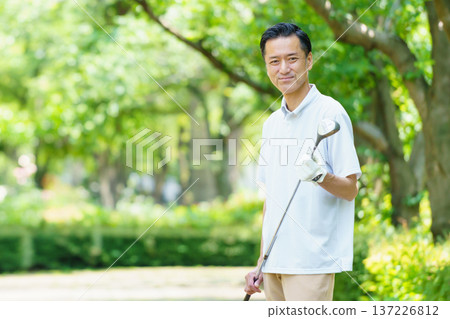 Senior men playing golf Senior men playing golf 137226812