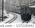 Sotetsu 20000 series train running through falling snow 137226942