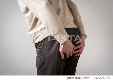 Men with buttock pain, hemorrhoids, constipation, diarrhea, bowel movements, body parts, cut parts Men with buttock pain, hemorrhoids, constipation, diarrhea, bowel movements, body parts, cut parts 137226954