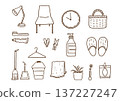Hand-drawn interior goods line drawing illustration set Hand-drawn interior goods line drawing illustration set 137227247
