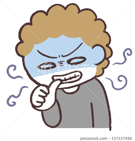 圖：一個人因沮喪而咬指甲 137227489