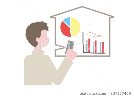 A man checking his home utility bill usage on his smartphone 137227499