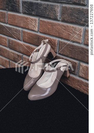 Elegant patent leather sandals high heels blank product for branding displayed. New casual female sandals no-brand footwear e-commerce. No logo product unbranded fashion footwear Elegant patent leather sandals high heels blank product for branding displayed. New casual female sandals no-brand footwear e-commerce. No logo product unbranded fashion footwear 137227608
