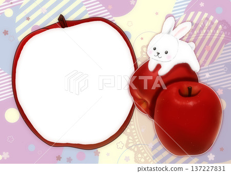 Cute photo frame with apples and rabbits 137227831