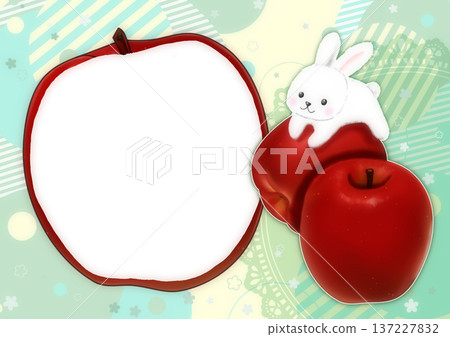 Cute photo frame with apples and rabbits Cute photo frame with apples and rabbits 137227832