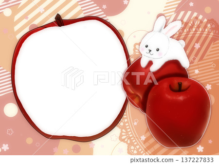 可愛的相框,上面有蘋果和兔子 可愛的相框,上面有蘋果和兔子 137227833