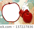 Cute photo frame with apples and rabbits 137227836