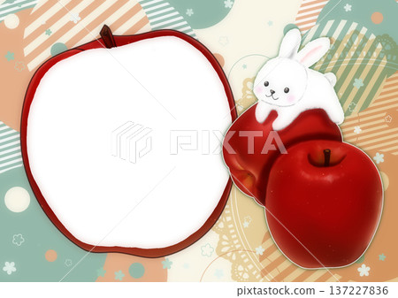 Cute photo frame with apples and rabbits 137227836