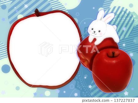 Cute photo frame with apples and rabbits 137227837