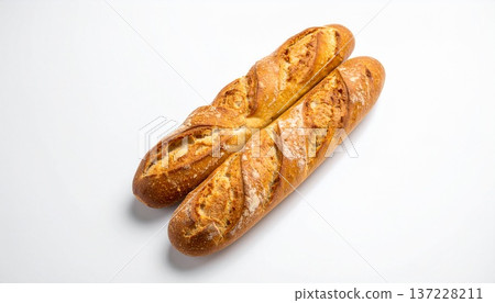 將斜切的法國麵包放在中心 137228211