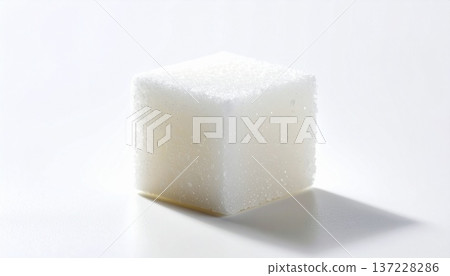 A single white sugar cube placed in the center 137228286