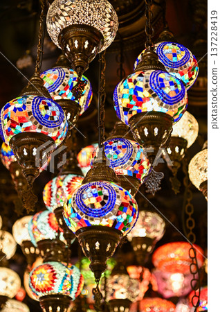 Beautifully lit Turkish lamps Beautifully lit Turkish lamps 137228419