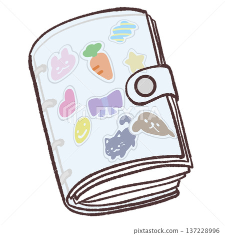 Illustration of a sticker book that is bulging Illustration of a sticker book that is bulging 137228996