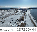 Winter aerial view of Cape Ochiishi, a spectacular view of the Pacific coast 137229444