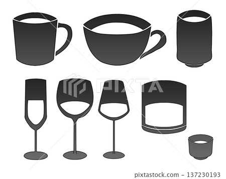 簡單的杯子單色插圖 簡單的杯子單色插圖 137230193