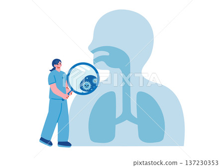 Illustration of a female medical worker examining a patient Illustration of a female medical worker examining a patient 137230353