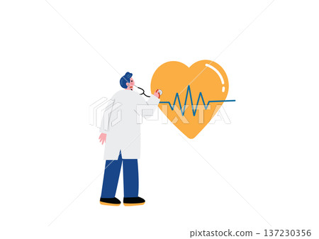 Male doctor checking heartbeat Male doctor checking heartbeat 137230356