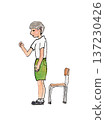 Watercolor illustration of a boy and a chair 137230426
