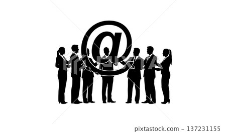 Black Solid Analyst At Symbol Silhouettes Set of Six on White Background 137231155