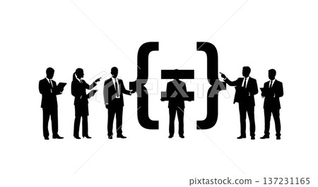 Black Solid Analyst Brackets Symbol Silhouettes Set of Six on White Background Black Solid Analyst Brackets Symbol Silhouettes Set of Six on White Background 137231165