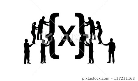 Black Solid Analyst Brackets Symbol Silhouettes Set of Six on White Background Black Solid Analyst Brackets Symbol Silhouettes Set of Six on White Background 137231168