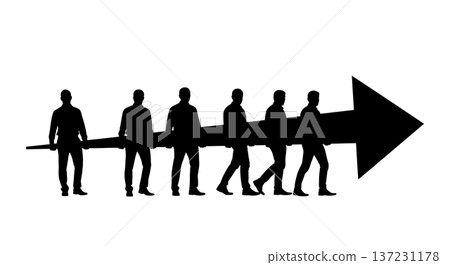 Black Solid Analyst Arrow Right Silhouettes Set of Six on White Background Black Solid Analyst Arrow Right Silhouettes Set of Six on White Background 137231178