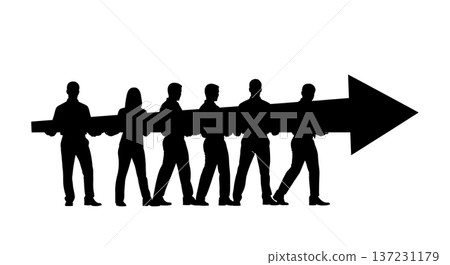 Black Solid Analyst Arrow Right Silhouettes Set of Six on White Background Black Solid Analyst Arrow Right Silhouettes Set of Six on White Background 137231179