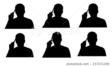Black Solid Developer Holding Stylus Silhouettes Set of Six on White Background 137231200