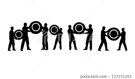 Black Solid Developer Home Button Silhouettes Set of Six on White Background 137231201