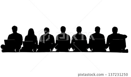Black Solid Developer Floor Wall Lean Silhouettes Set of Six on White Background 137231250