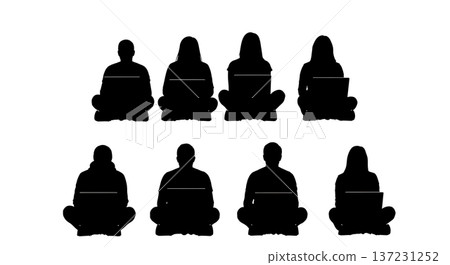 Black Solid Developer Floor Wall Lean Silhouettes Set of Six on White Background 137231252