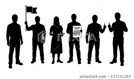 Black Solid Developer Flag Icon Silhouettes Set of Six on White Background 137231267