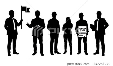 Black Solid Developer Flag Icon Silhouettes Set of Six on White Background 137231270
